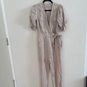 Joie Khaki Linen Jumpsuit